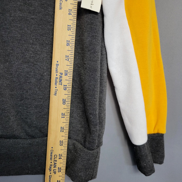 Bobbie Brooks Hoodie Womens Large Yellow White Gray Lace Up LOVE Colorblock New - Picture 5 of 11